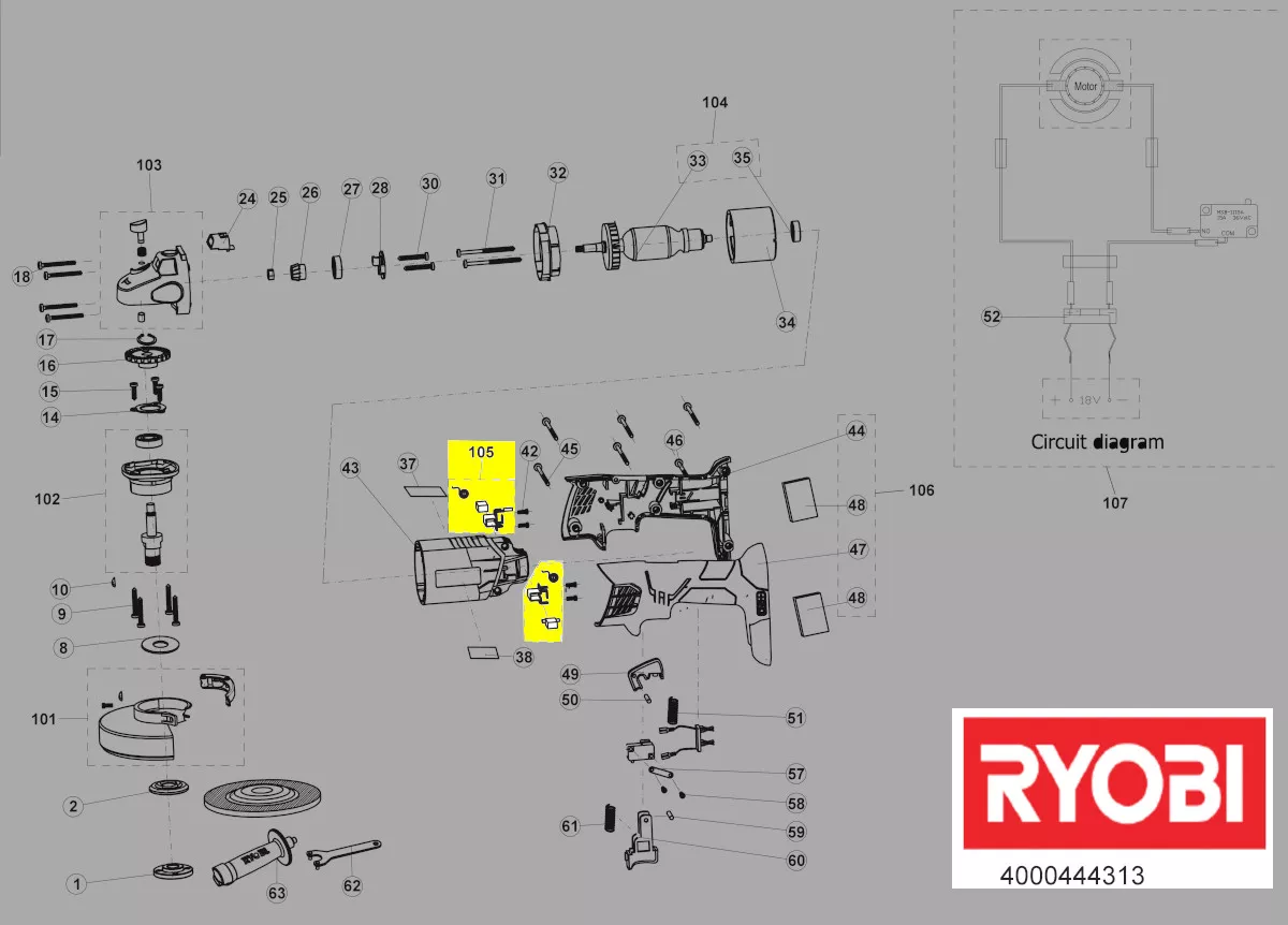 balais de charbon réf. 5131037467 Ryobi